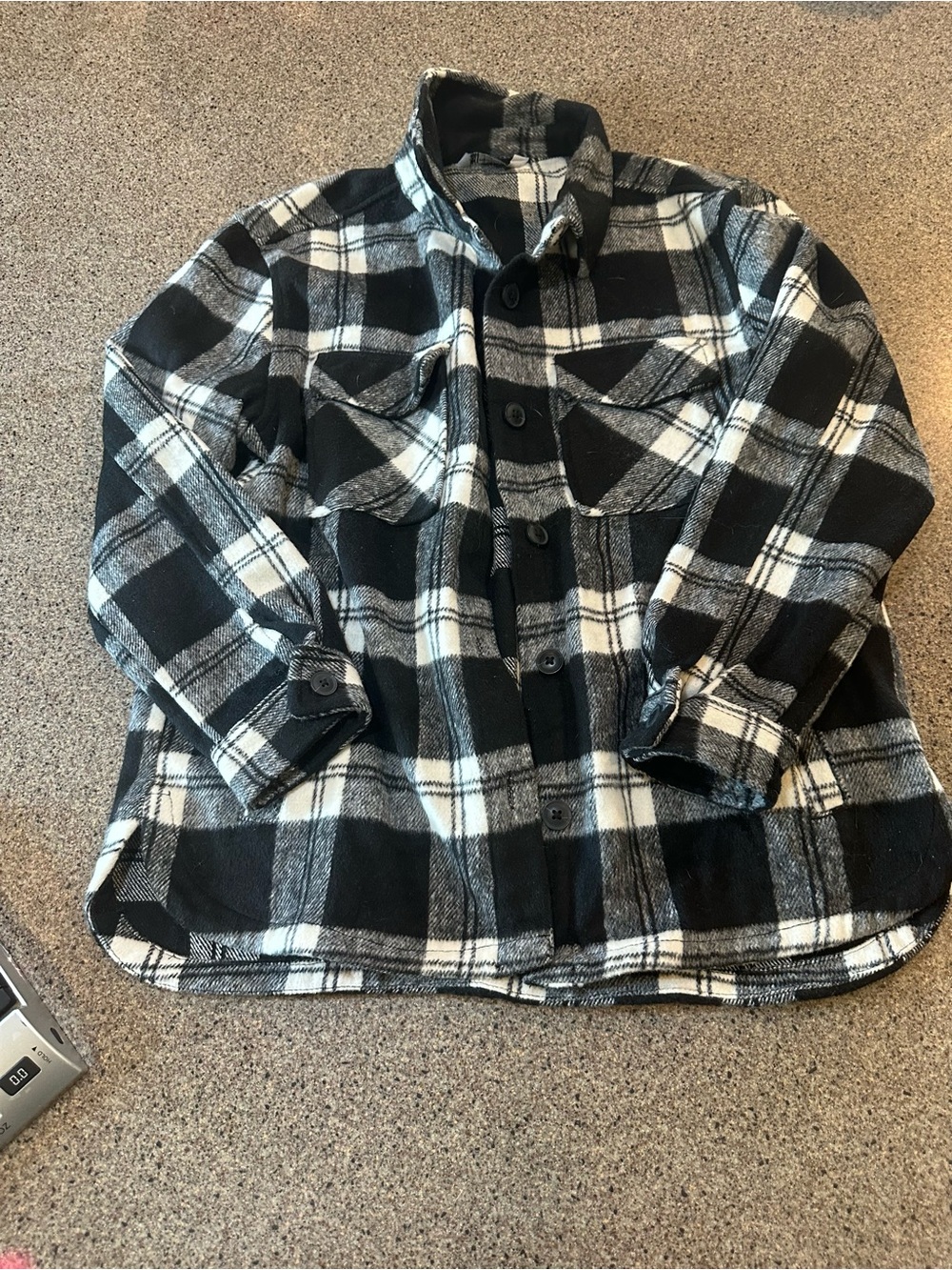 Black and White Plaid Button-Up Shacket